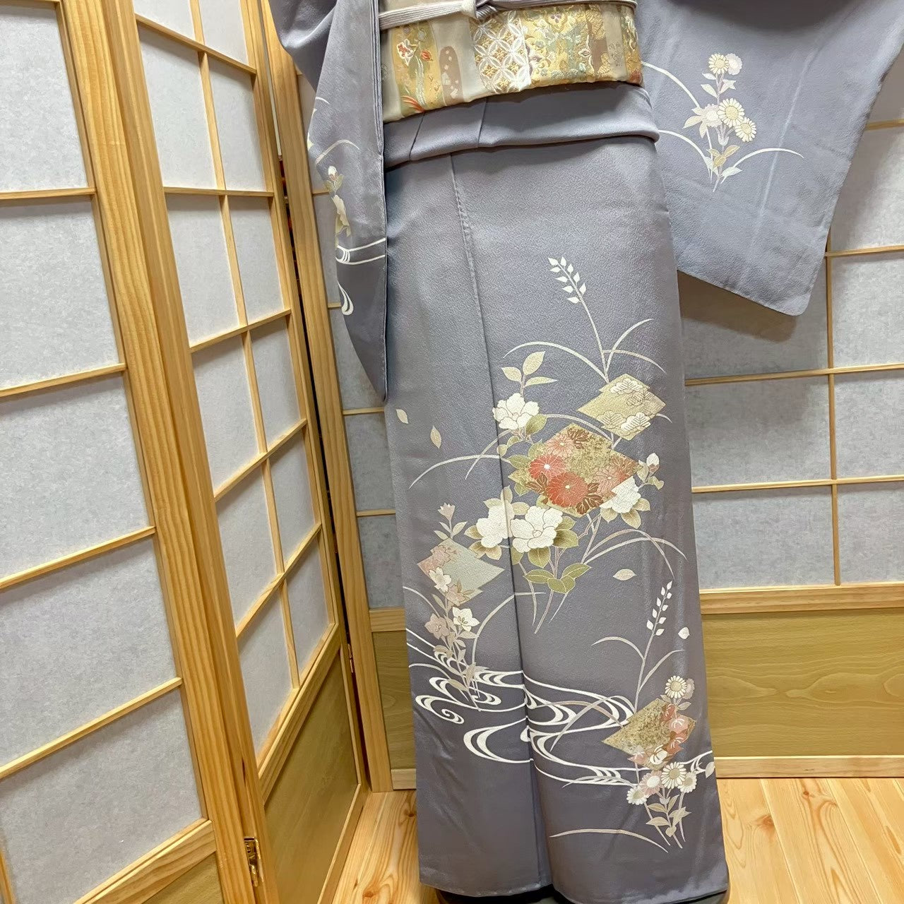 7475# Japanese Kimono Vintage Womens Silk Fabric Robe Kimono only sold