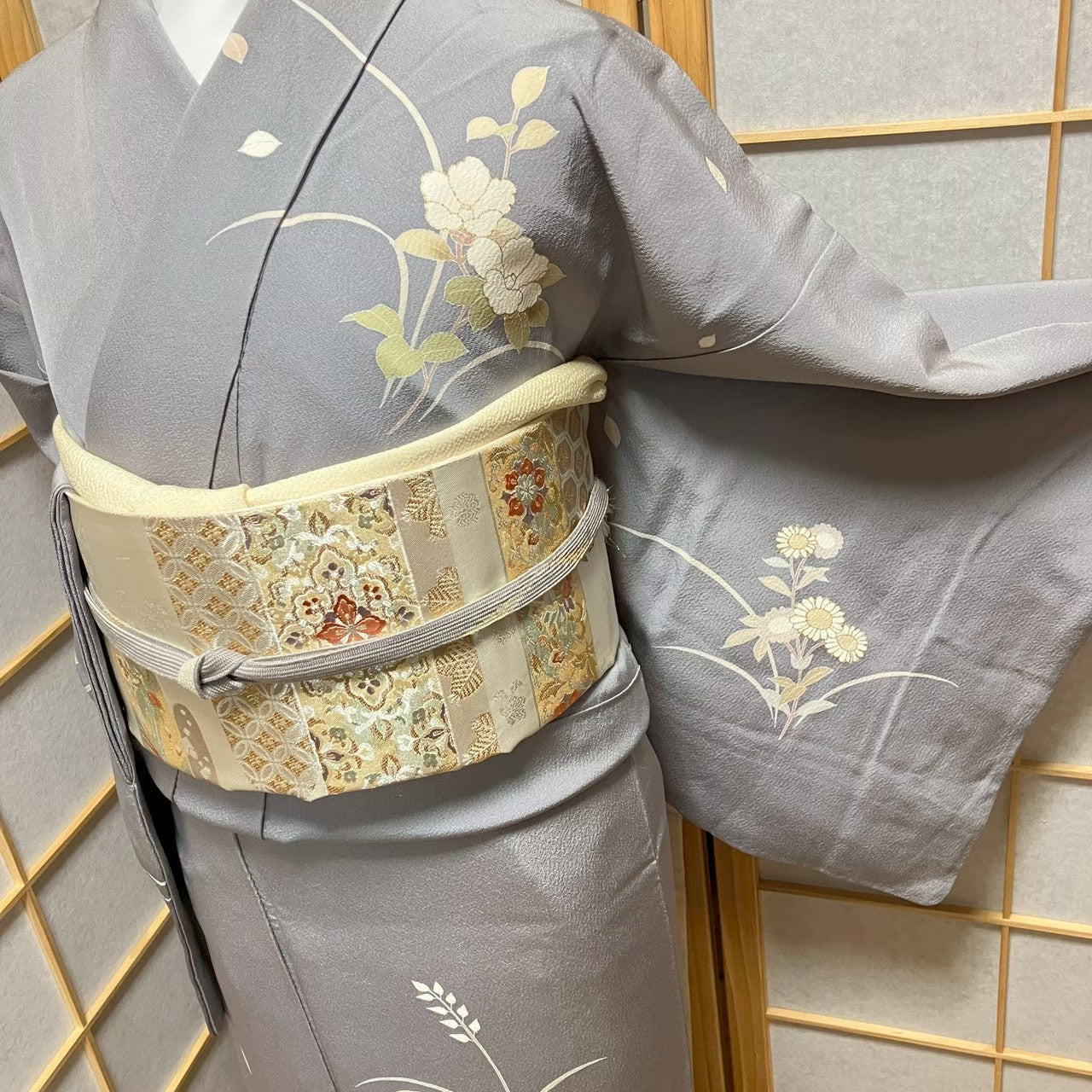 7475# Japanese Kimono Vintage Womens Silk Fabric Robe Kimono only sold