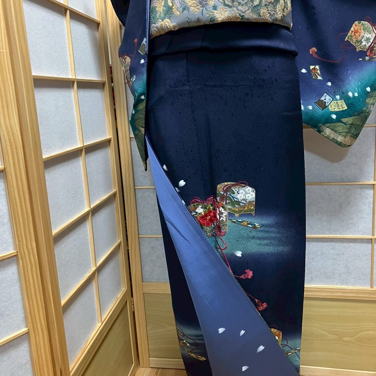 7476# Japanese Kimono Vintage Womens Silk Fabric Robe Kimono only sold