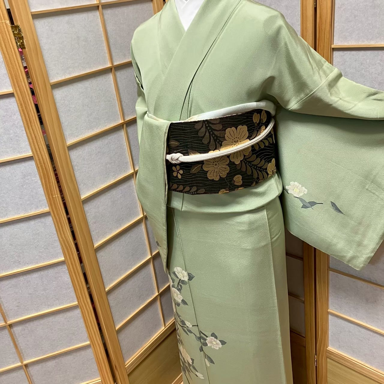 7477# Japanese Kimono Vintage Womens Silk Fabric Robe Kimono only sold