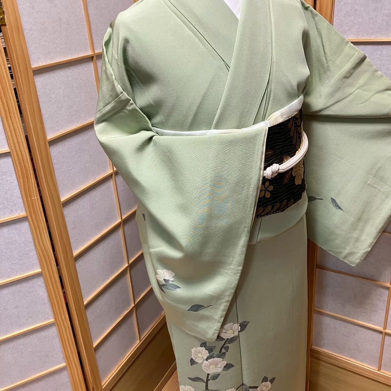 7477# Japanese Kimono Vintage Womens Silk Fabric Robe Kimono only sold