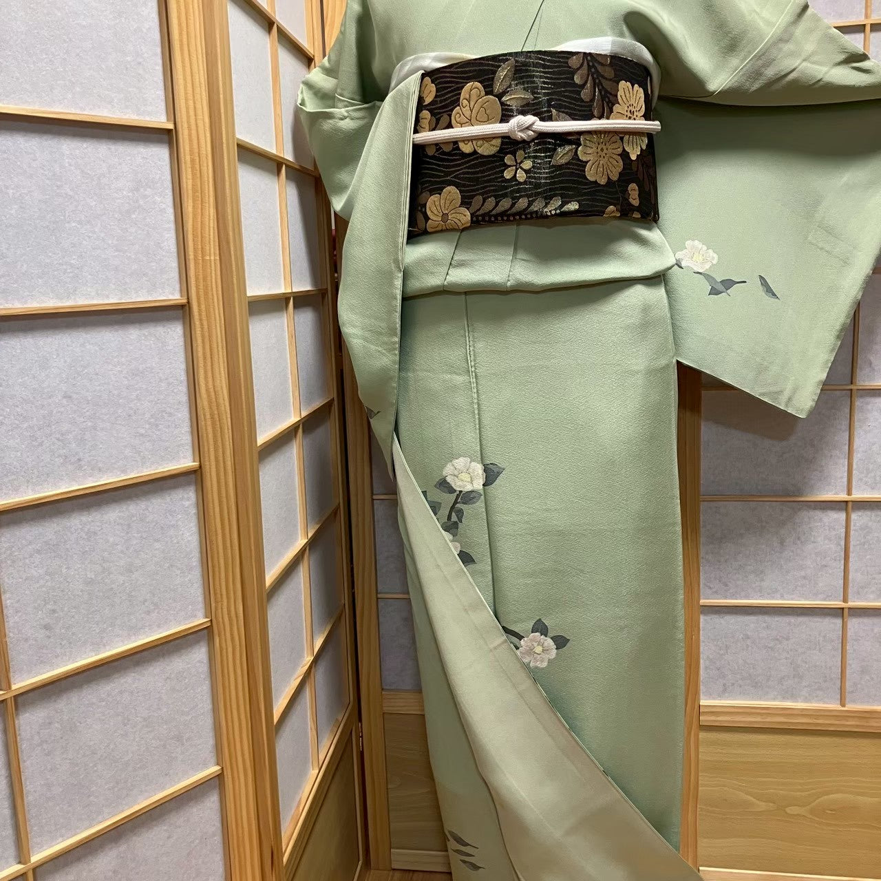 7477# Japanese Kimono Vintage Womens Silk Fabric Robe Kimono only sold