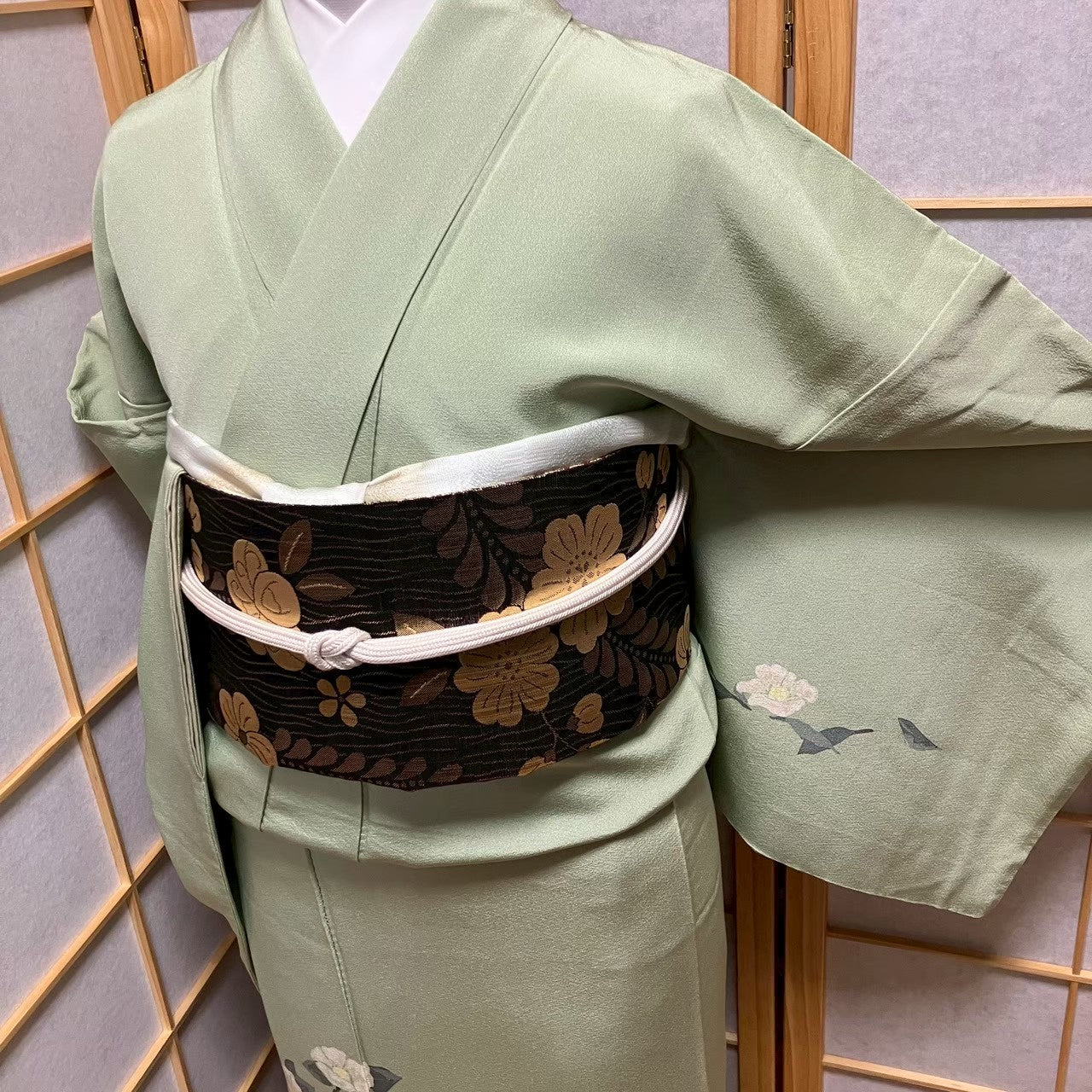 7477# Japanese Kimono Vintage Womens Silk Fabric Robe Kimono only sold