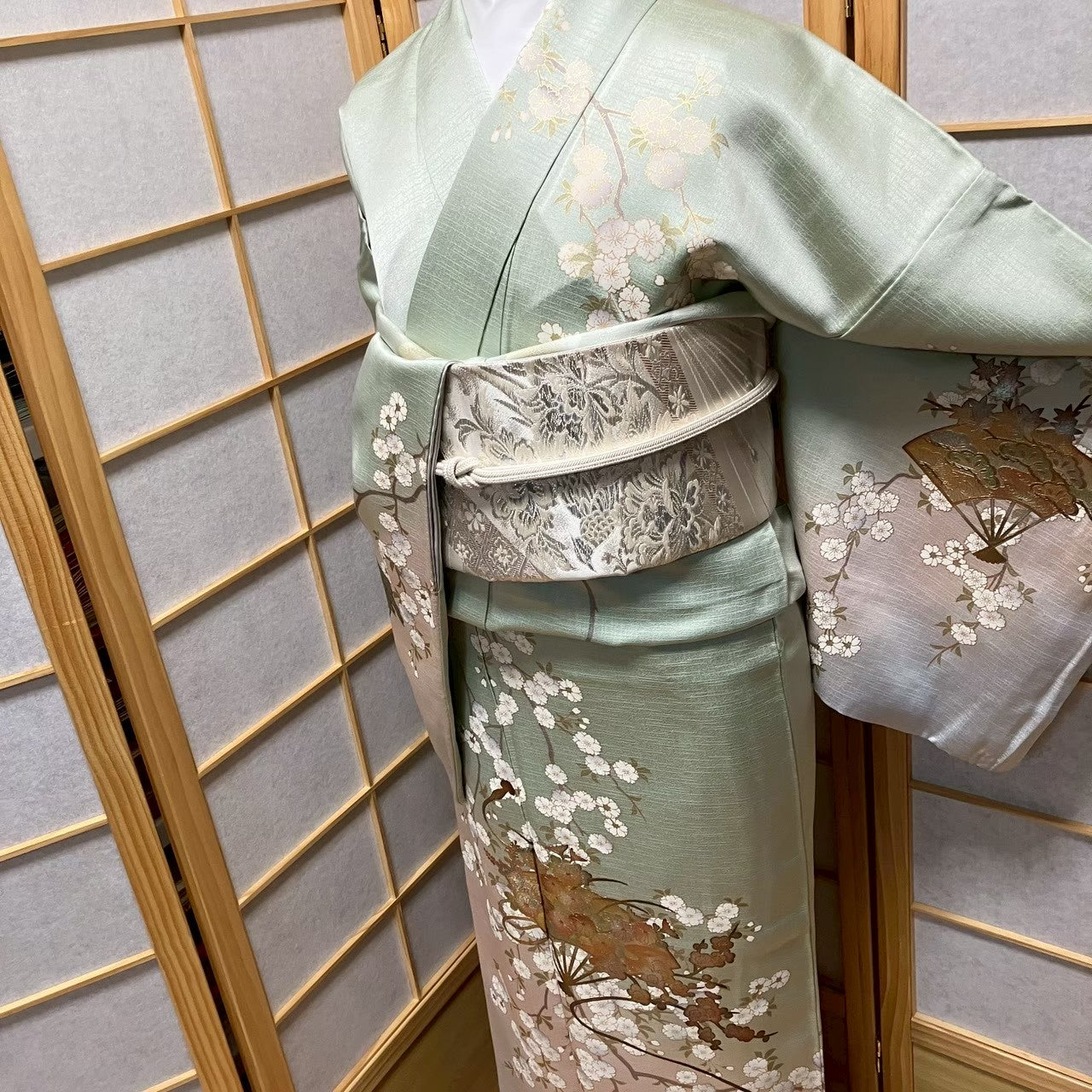 7479# Japanese Kimono Vintage Womens Silk Fabric Robe Kimono only sold