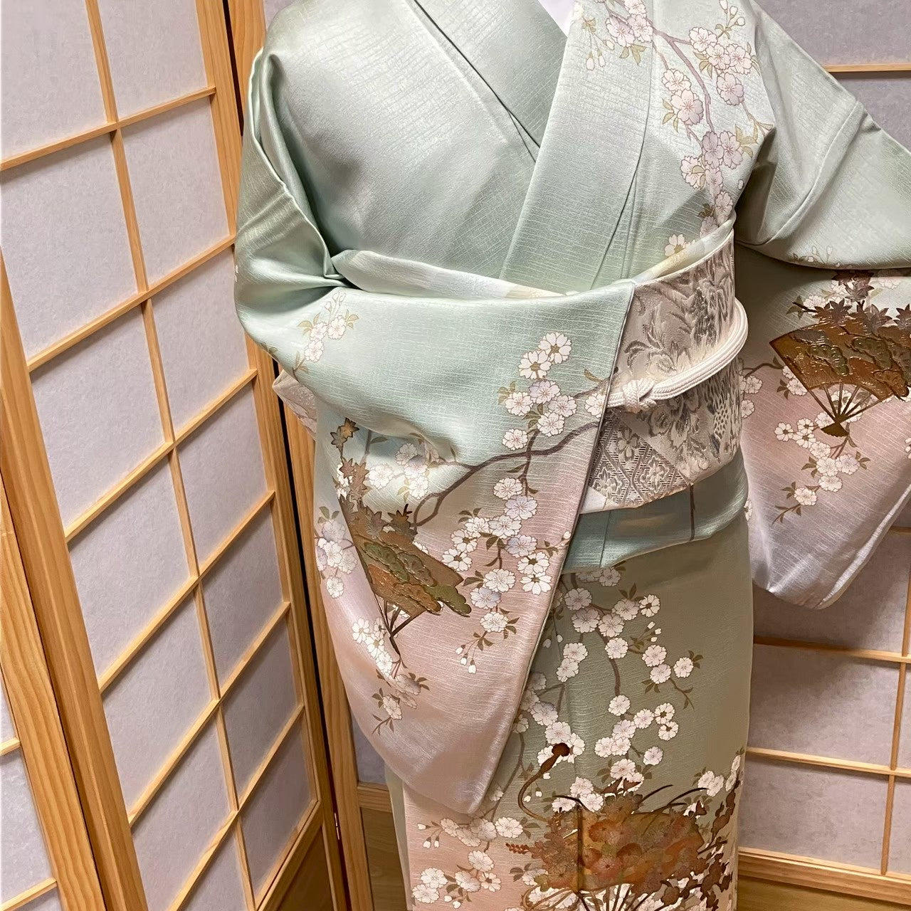 7479# Japanese Kimono Vintage Womens Silk Fabric Robe Kimono only sold