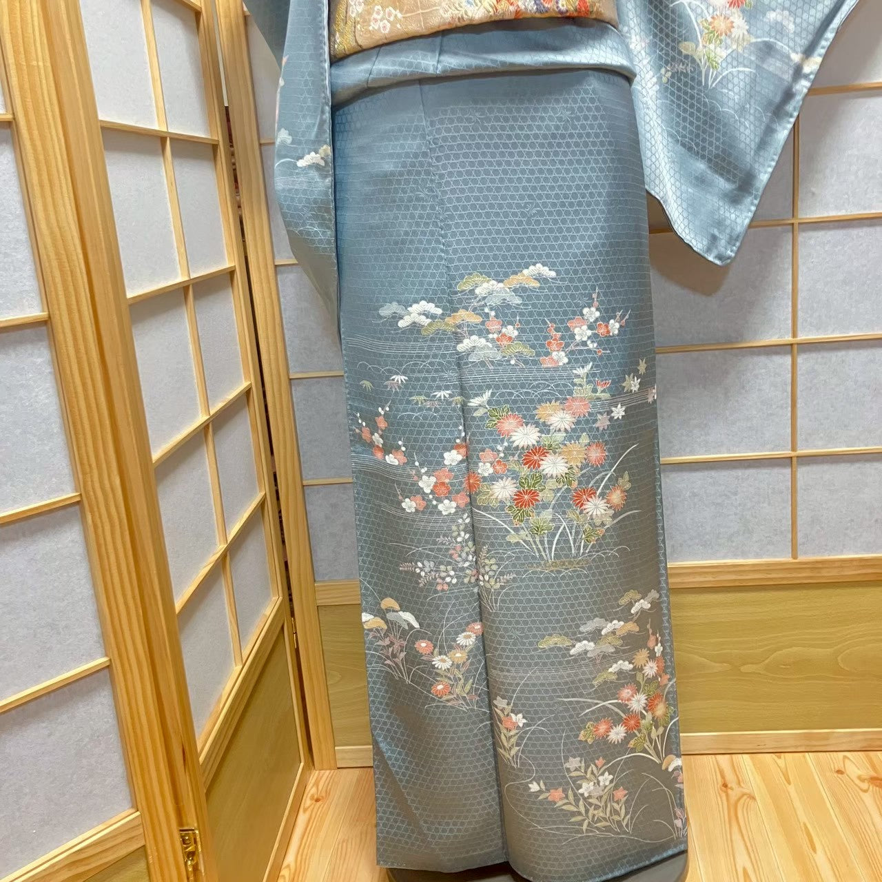 7473# Japanese Kimono Vintage Womens Silk Fabric Robe Kimono only sold