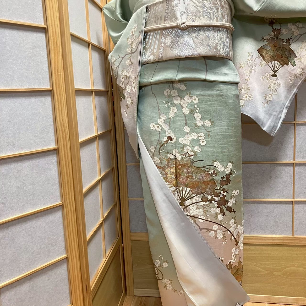 7479# Japanese Kimono Vintage Womens Silk Fabric Robe Kimono only sold