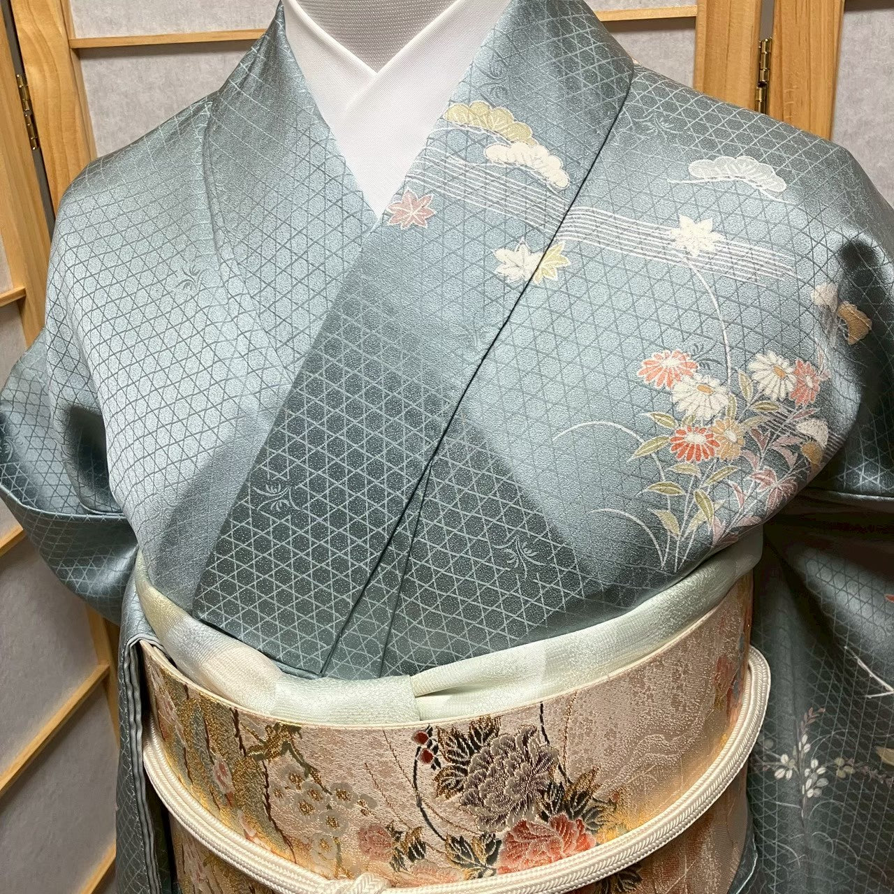 7473# Japanese Kimono Vintage Womens Silk Fabric Robe Kimono only sold