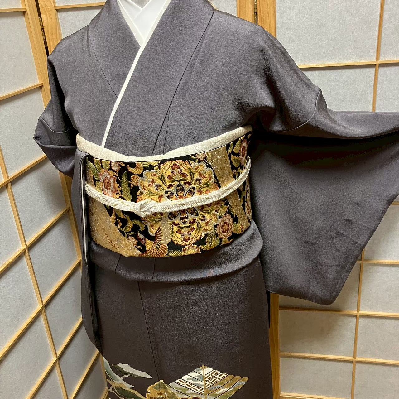 7481# Japanese Tomesode Kimono Vintage Womens Silk Fabric Robe Kimono only sold