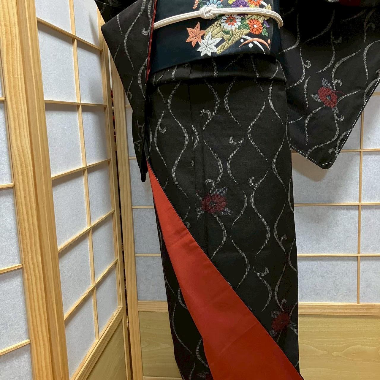 7483# Japanese Kimono Vintage Womens Silk Pongee Fabric Robe Kimono only sold