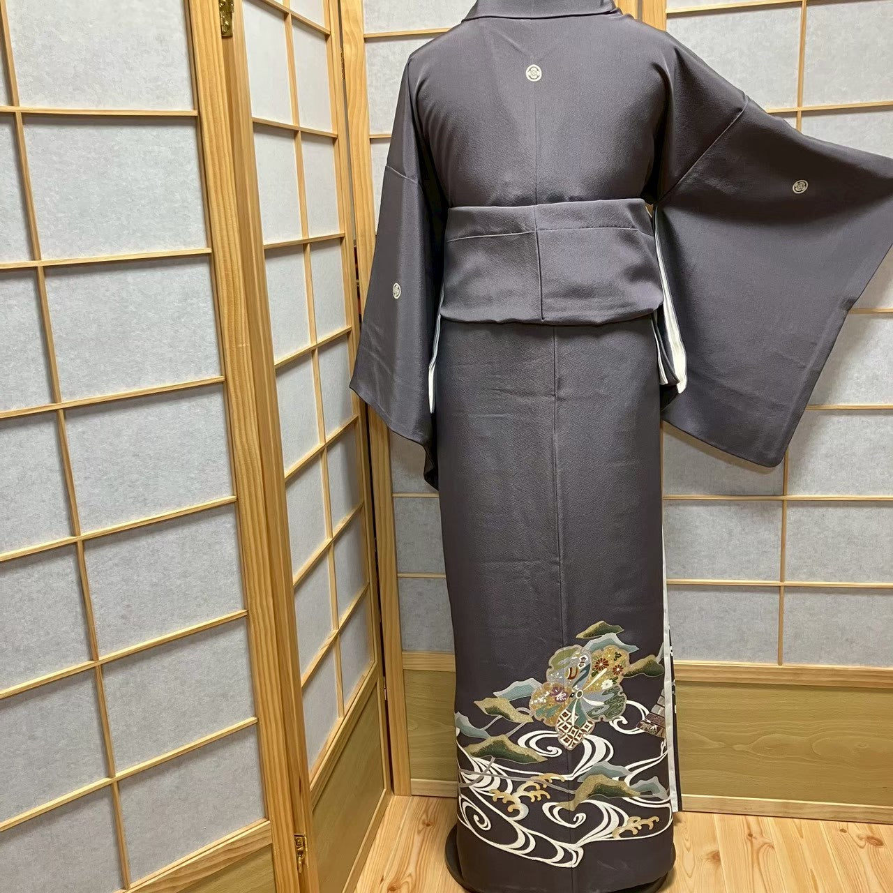 7481# Japanese Tomesode Kimono Vintage Womens Silk Fabric Robe Kimono only sold