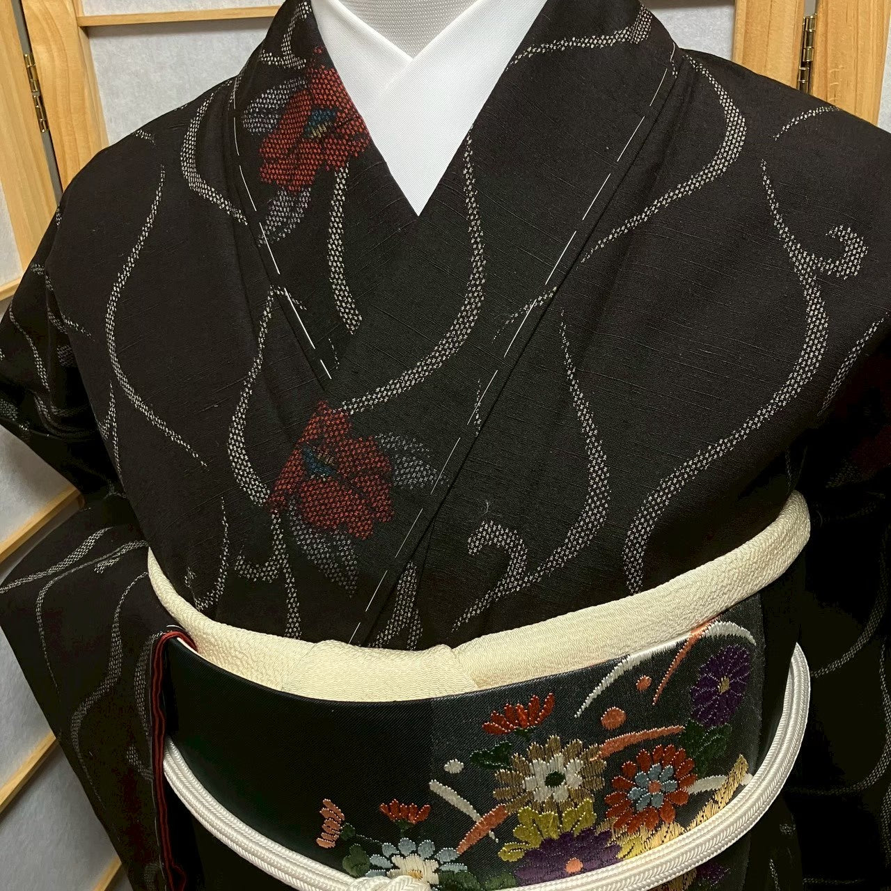 7483# Japanese Kimono Vintage Womens Silk Pongee Fabric Robe Kimono only sold