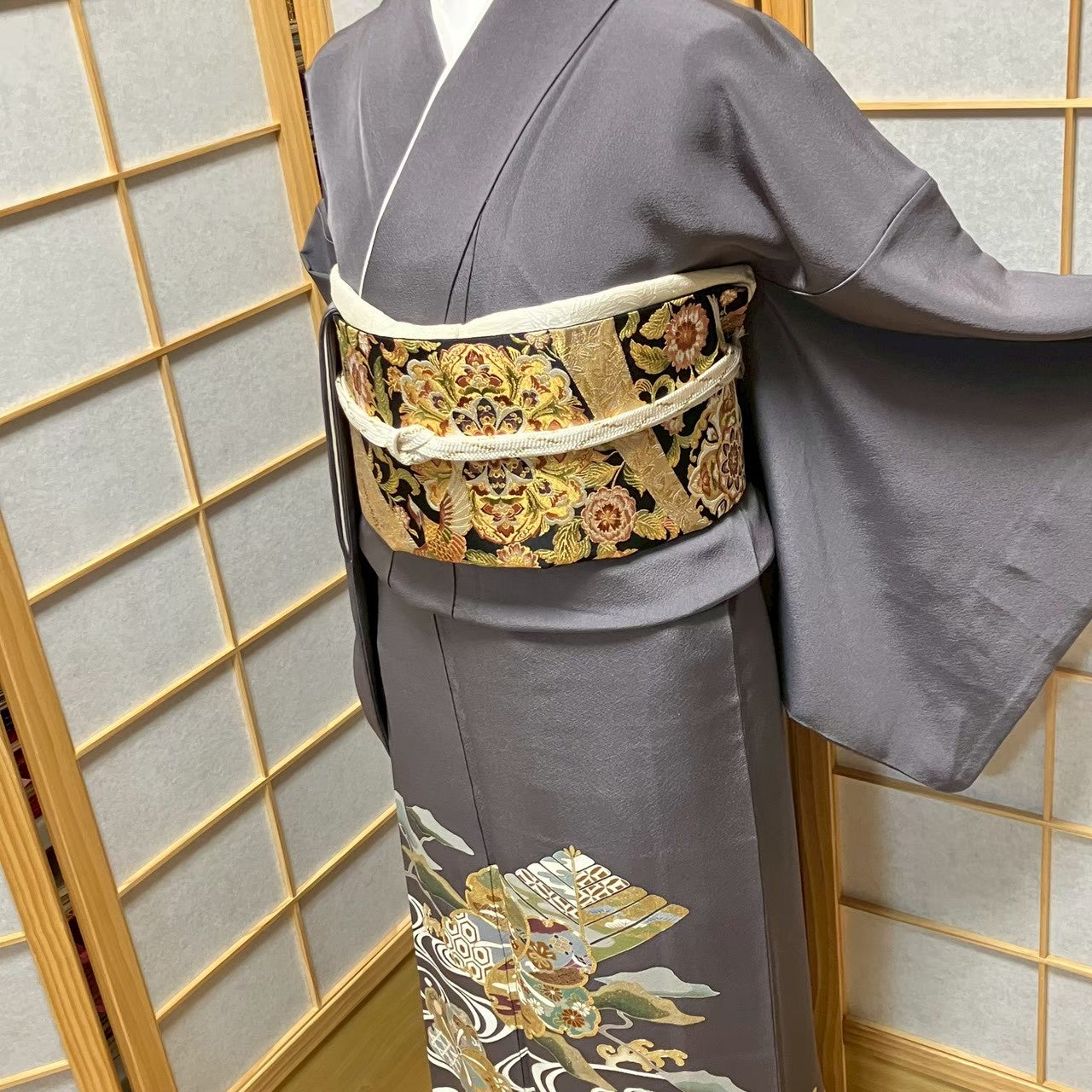 7481# Japanese Tomesode Kimono Vintage Womens Silk Fabric Robe Kimono only sold