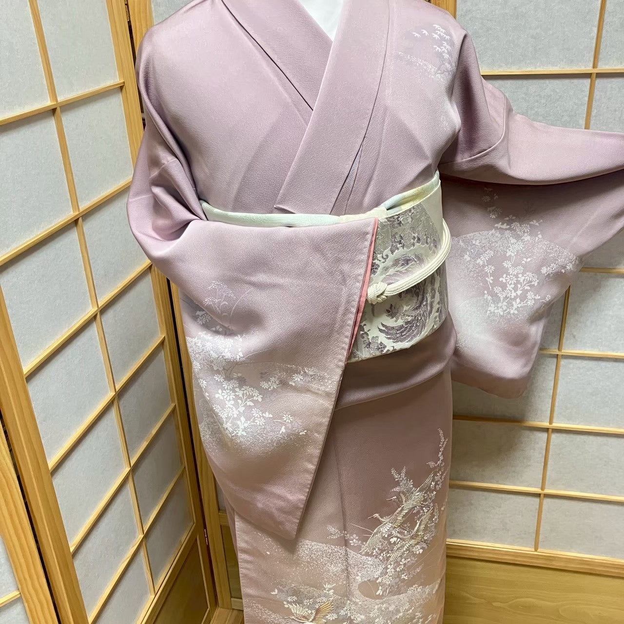 7485# Japanese Kimono Vintage Womens Silk Fabric Robe Kimono only sold