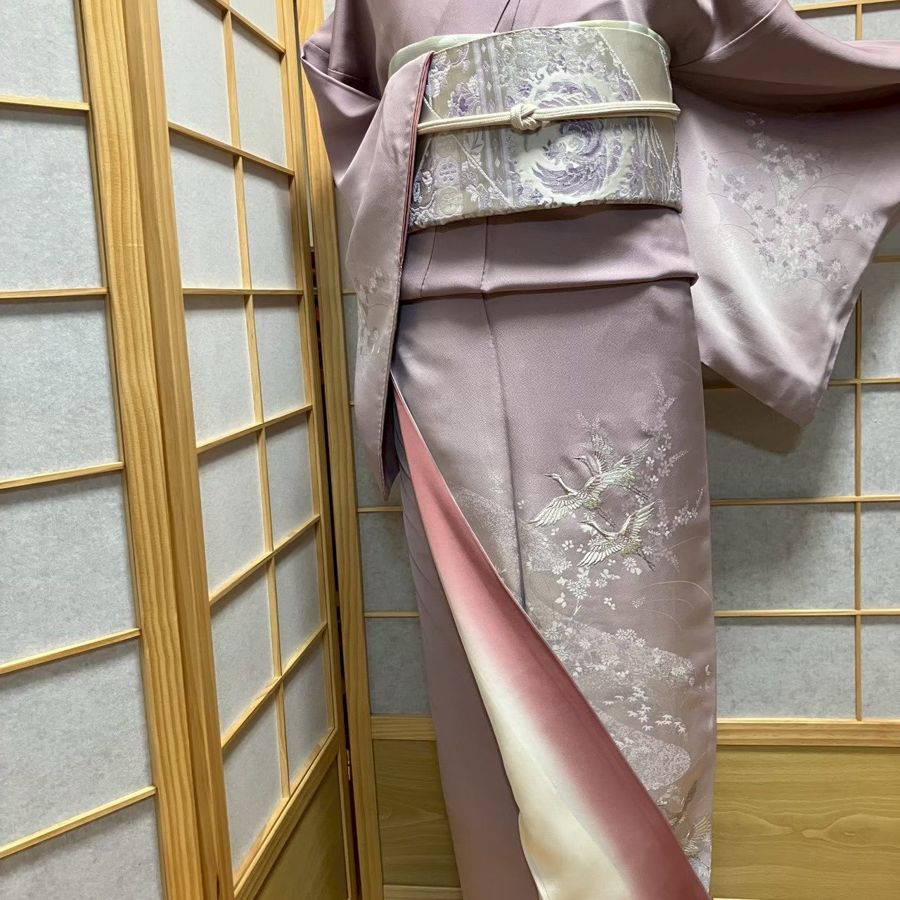 7485# Japanese Kimono Vintage Womens Silk Fabric Robe Kimono only sold