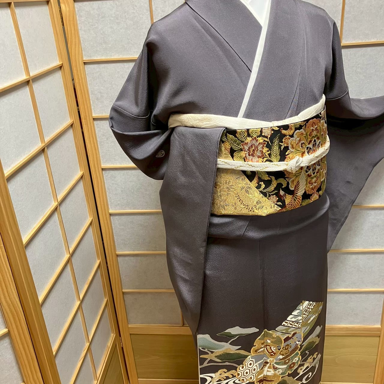 7481# Japanese Tomesode Kimono Vintage Womens Silk Fabric Robe Kimono only sold