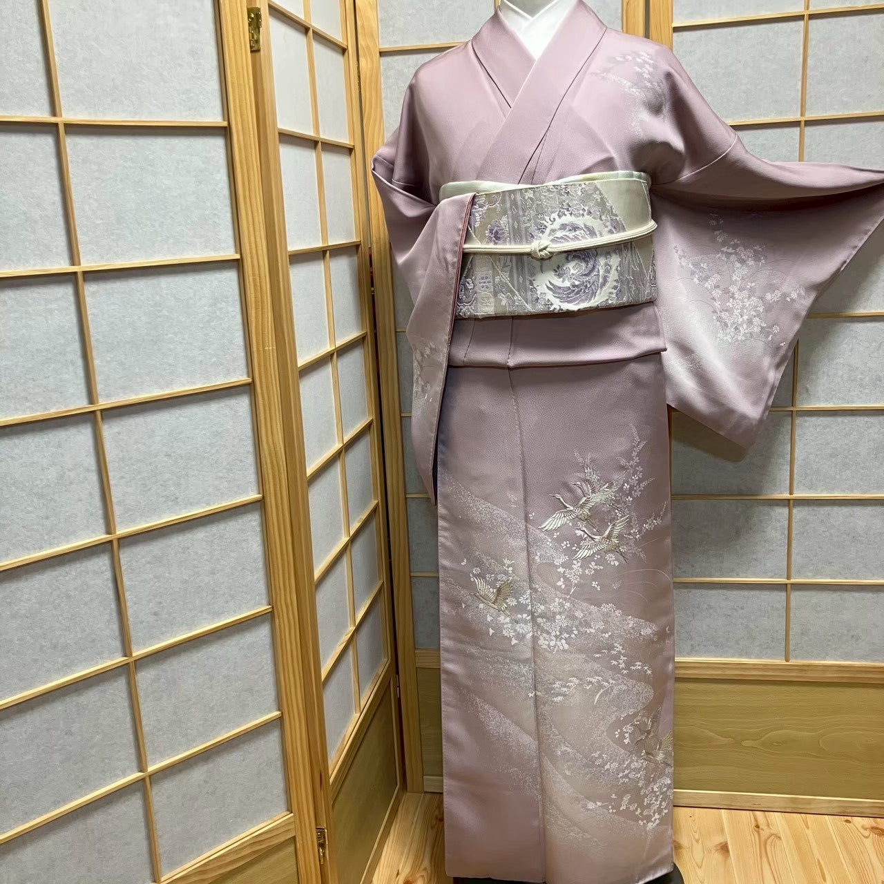 7485# Japanese Kimono Vintage Womens Silk Fabric Robe Kimono only sold