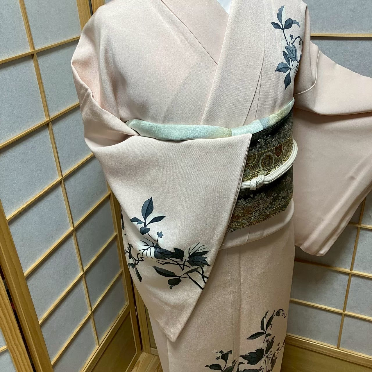 7486# Japanese Kimono Vintage Womens Silk Fabric Robe Kimono only sold