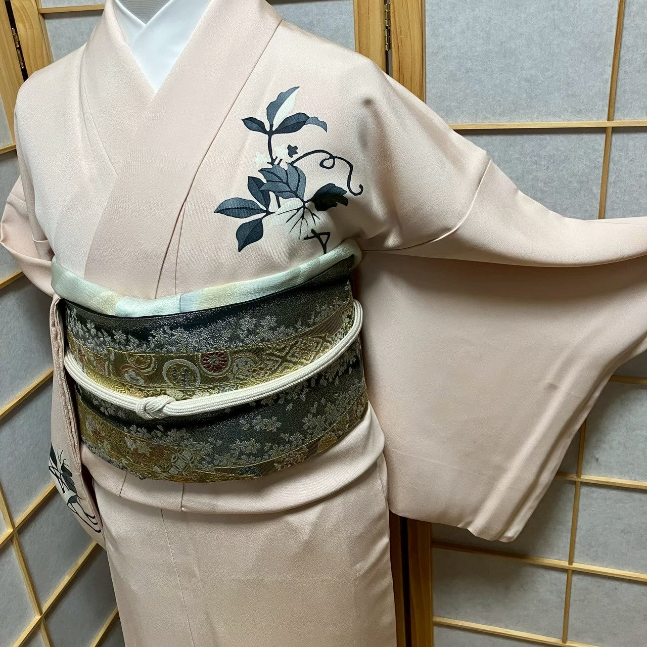 7486# Japanese Kimono Vintage Womens Silk Fabric Robe Kimono only sold
