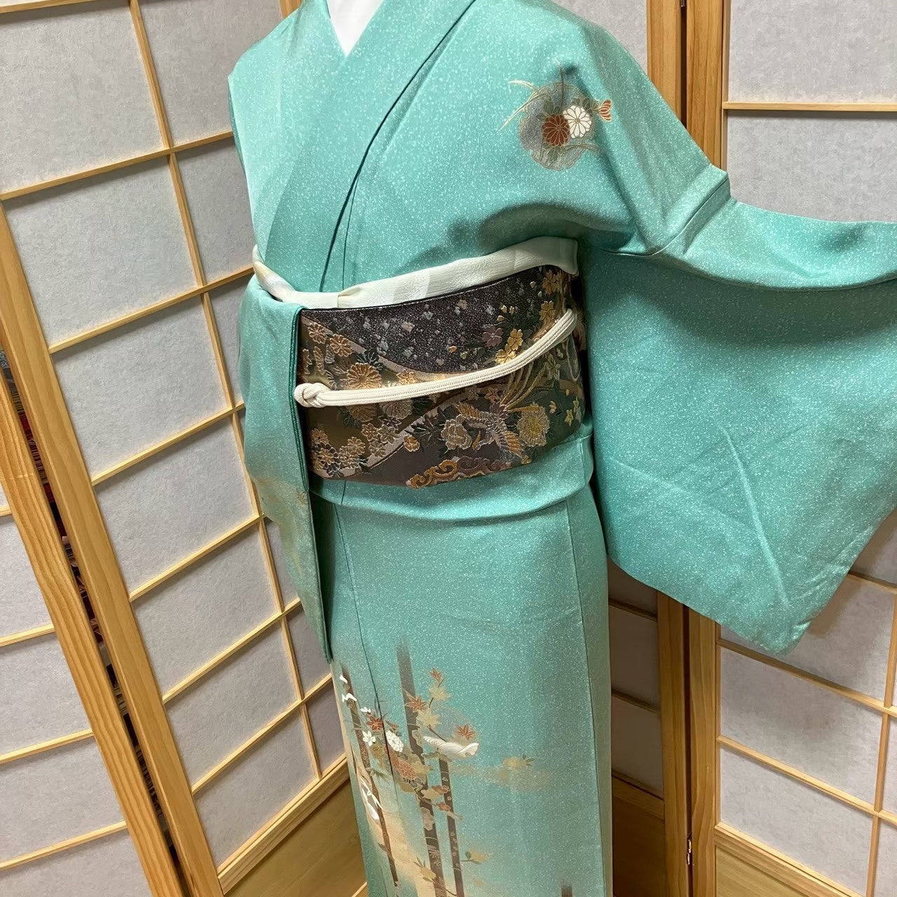7487# Japanese Kimono Vintage Womens Silk Fabric Robe Kimono only sold