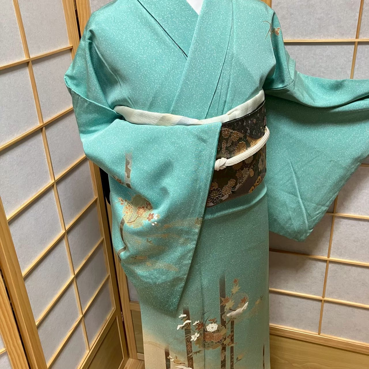 7487# Japanese Kimono Vintage Womens Silk Fabric Robe Kimono only sold