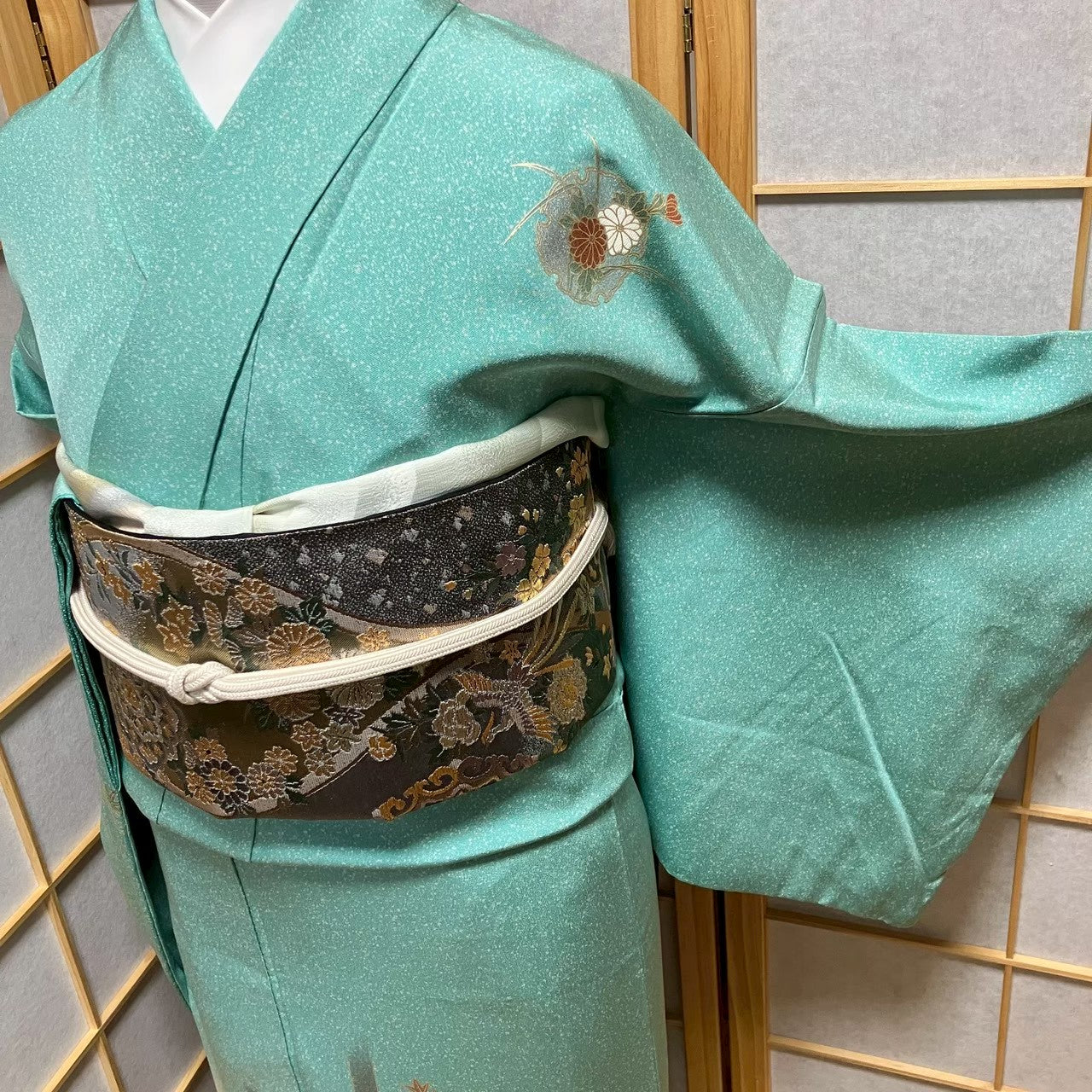 7487# Japanese Kimono Vintage Womens Silk Fabric Robe Kimono only sold