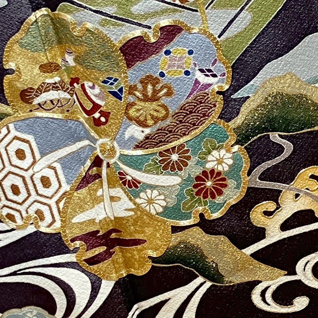 7481# Japanese Tomesode Kimono Vintage Womens Silk Fabric Robe Kimono only sold