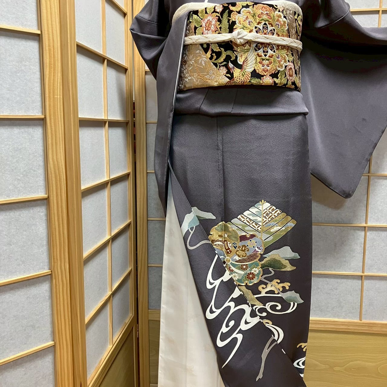 7481# Japanese Tomesode Kimono Vintage Womens Silk Fabric Robe Kimono only sold