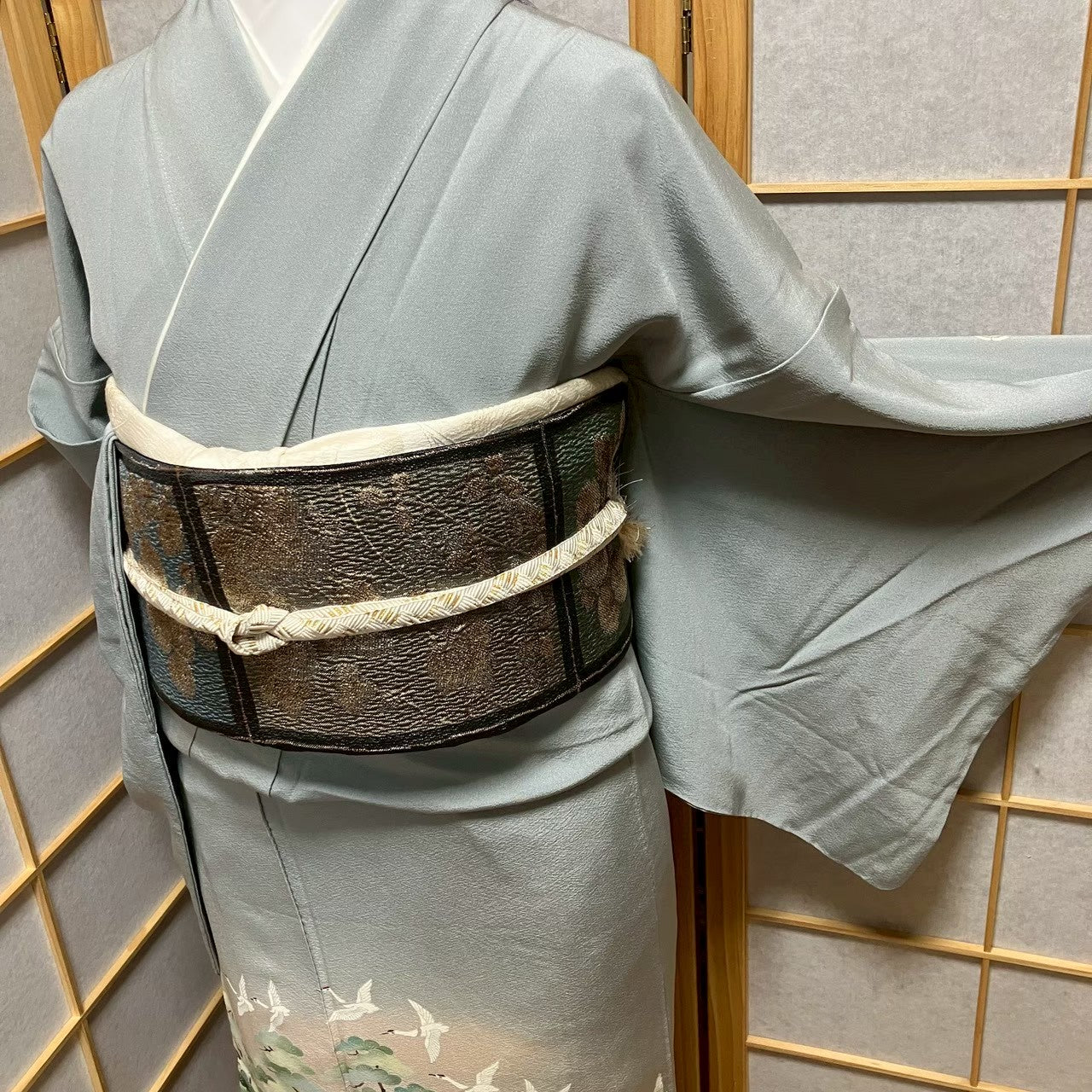 7496# Japanese Tomesode Kimono Vintage Womens Silk Fabric Robe Kimono only sold