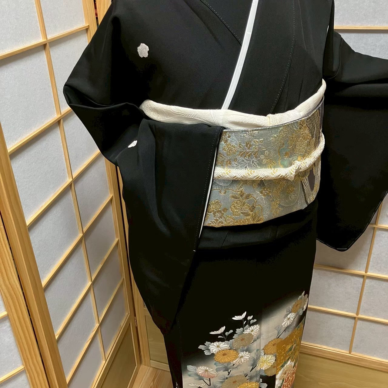 7489# Japanese Tomesode Kimono Vintage Womens Silk Fabric Robe Kimono only sold