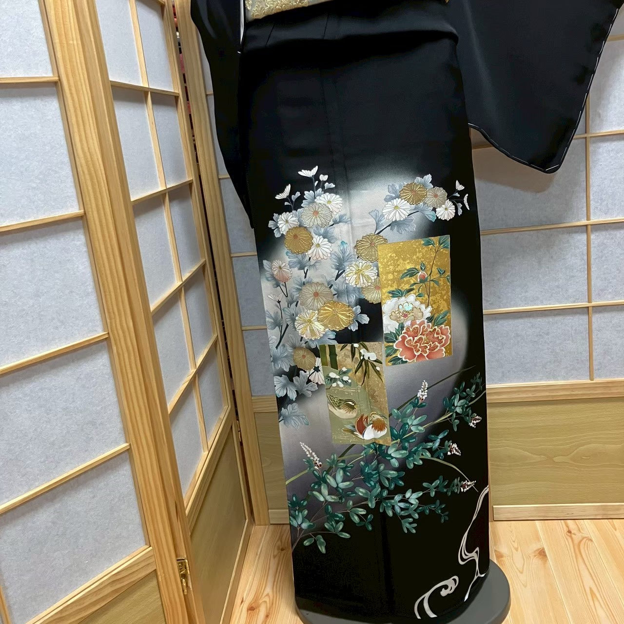 7489# Japanese Tomesode Kimono Vintage Womens Silk Fabric Robe Kimono only sold