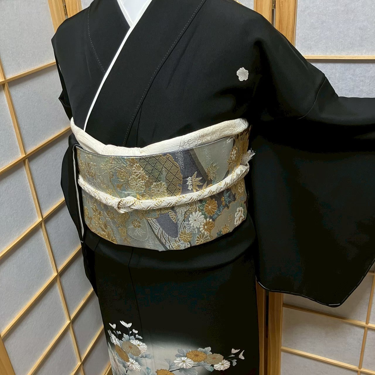 7489# Japanese Tomesode Kimono Vintage Womens Silk Fabric Robe Kimono only sold