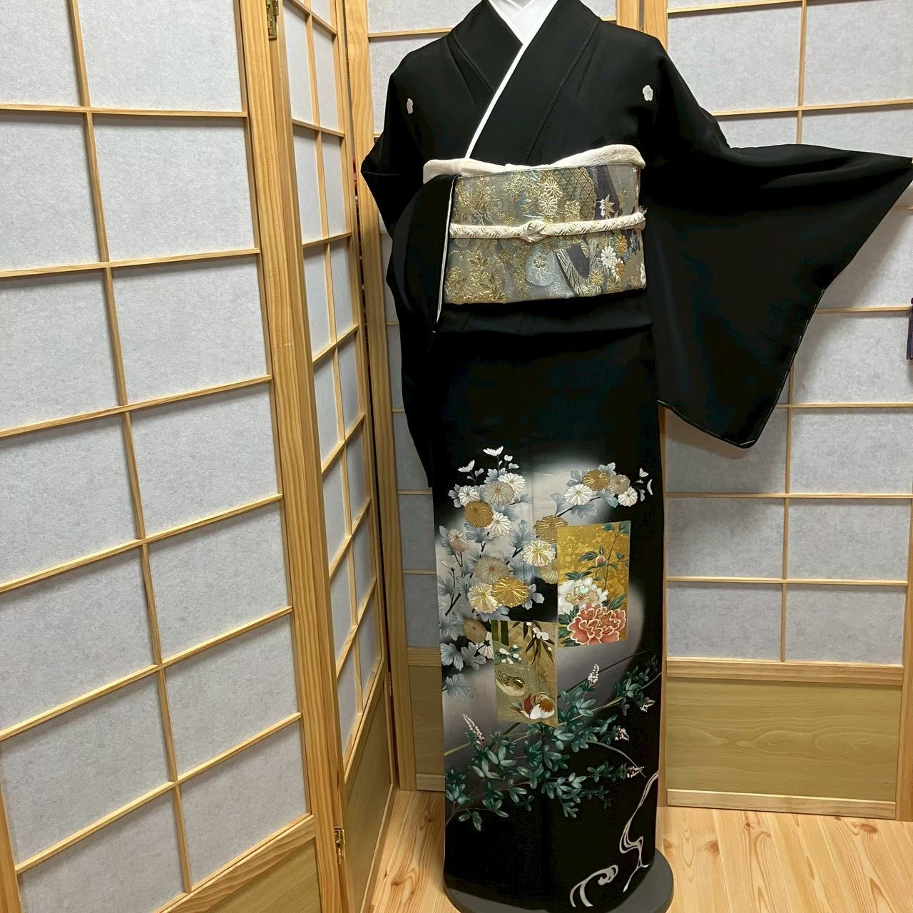 7489# Japanese Tomesode Kimono Vintage Womens Silk Fabric Robe Kimono only sold
