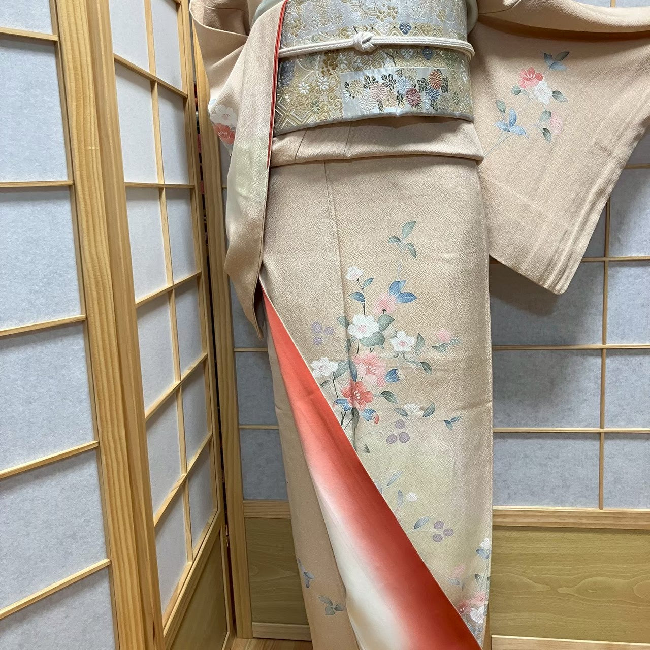 7490# Japanese Kimono Vintage Womens Silk Fabric Robe Kimono only sold