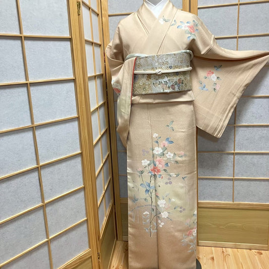 7490# Japanese Kimono Vintage Womens Silk Fabric Robe Kimono only sold