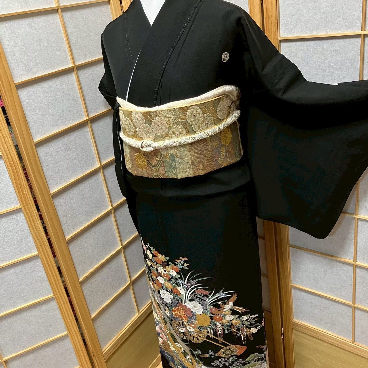 7492# Japanese Tomesode Kimono Vintage Womens Silk Fabric Robe Kimono only sold