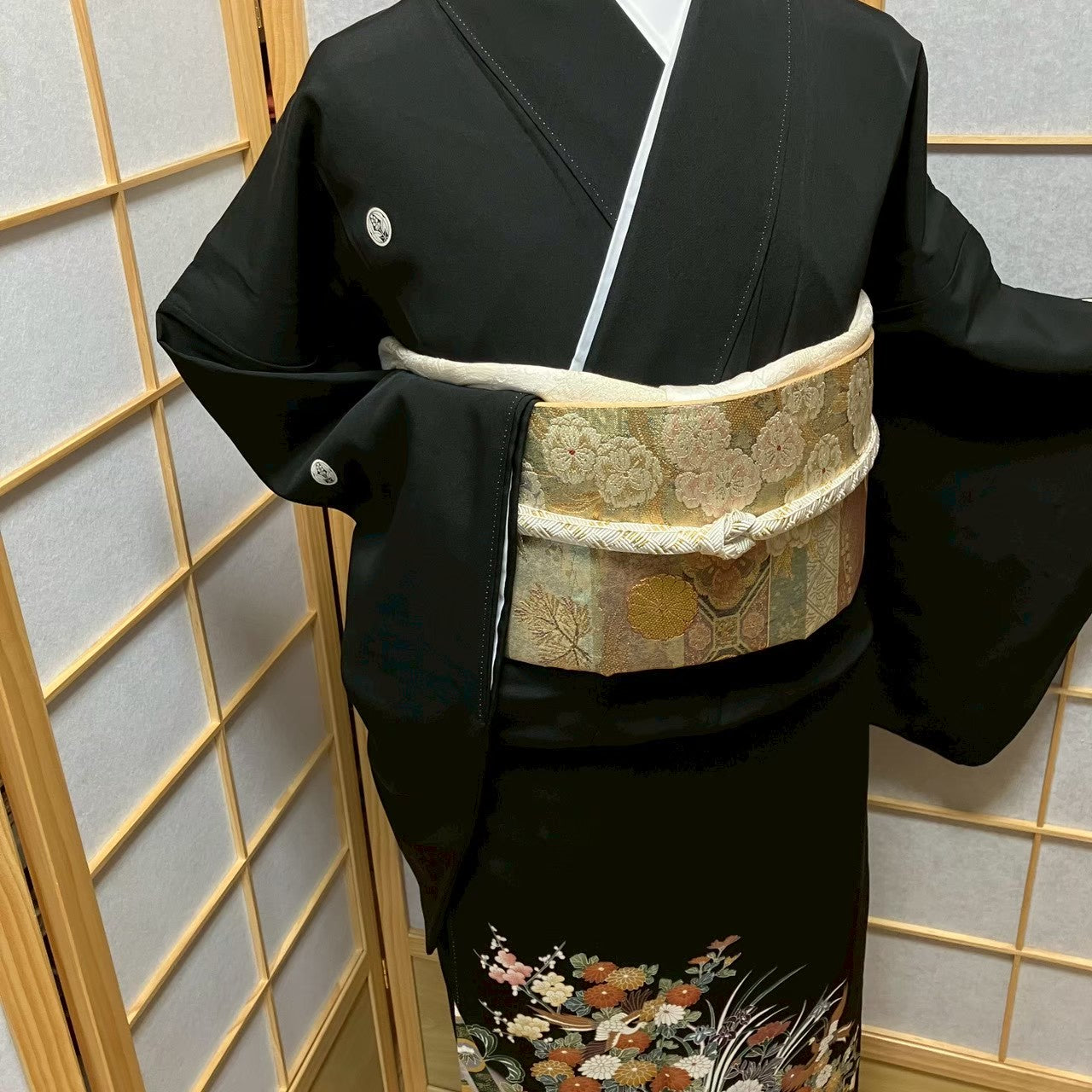 7492# Japanese Tomesode Kimono Vintage Womens Silk Fabric Robe Kimono only sold