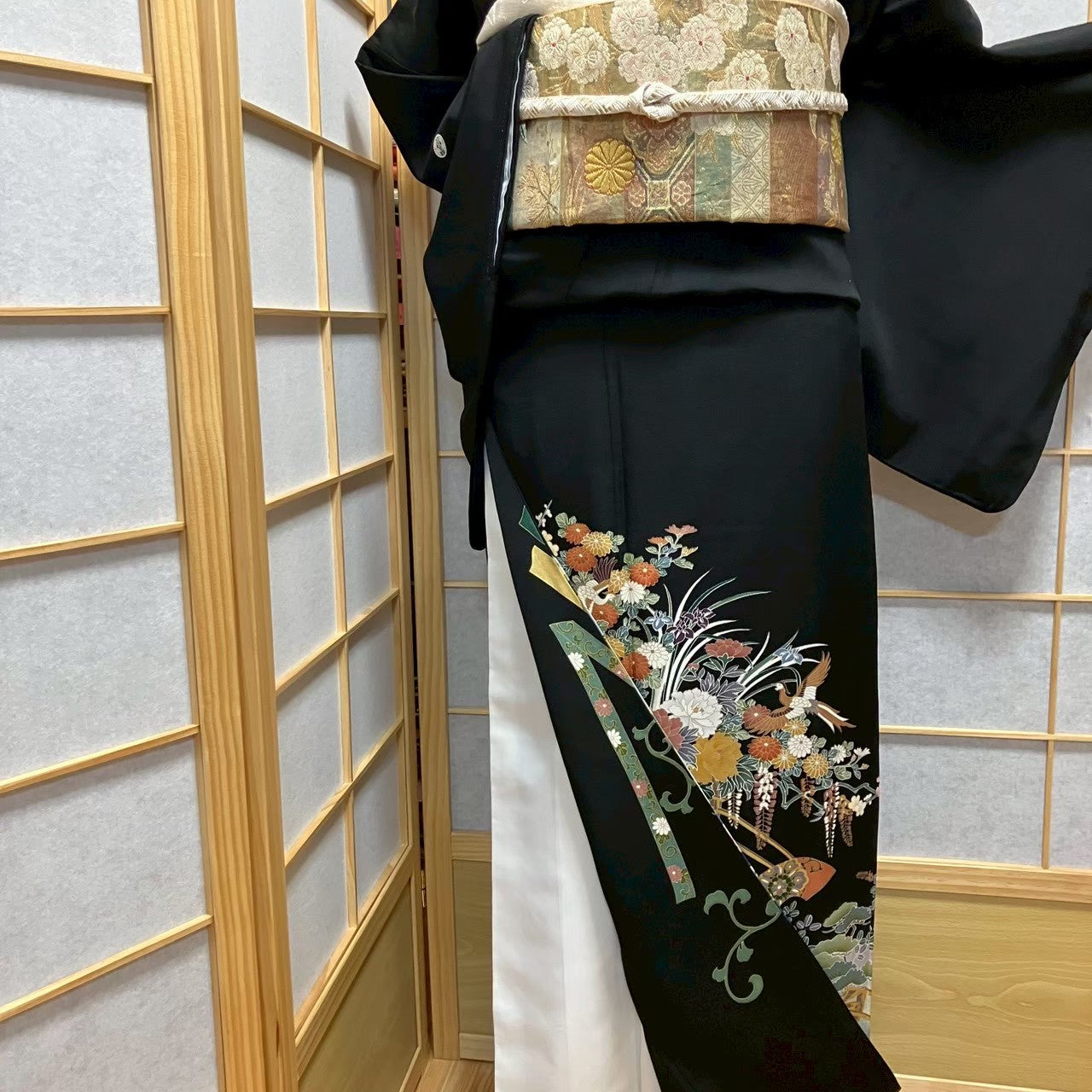 7492# Japanese Tomesode Kimono Vintage Womens Silk Fabric Robe Kimono only sold