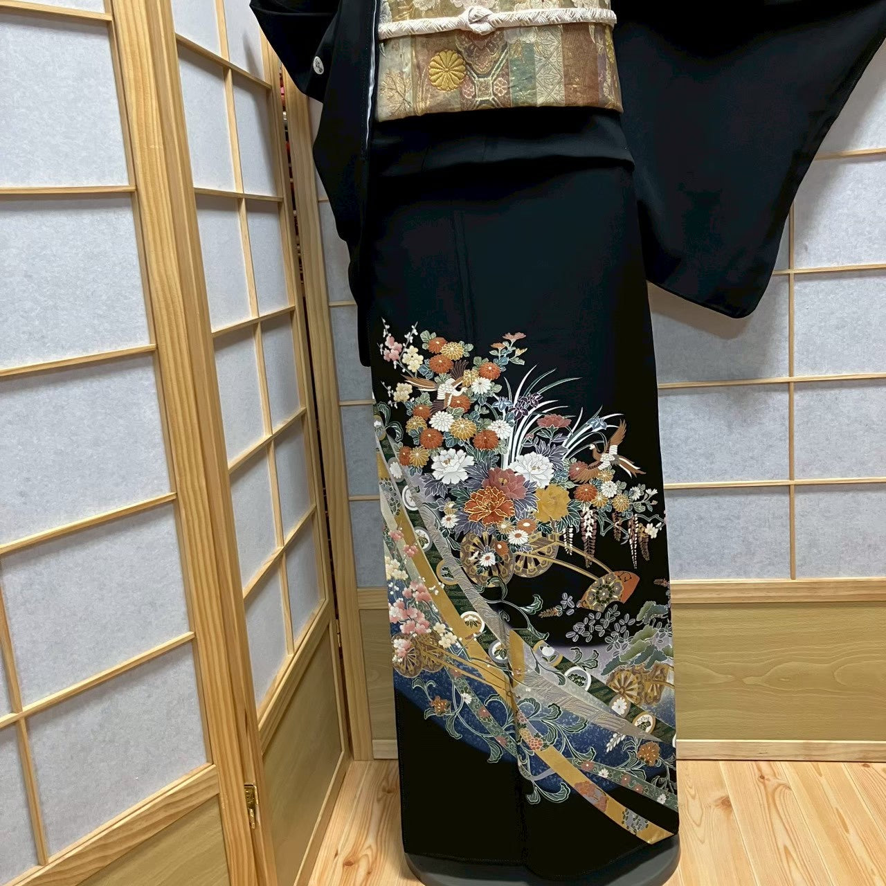 7492# Japanese Tomesode Kimono Vintage Womens Silk Fabric Robe Kimono only sold