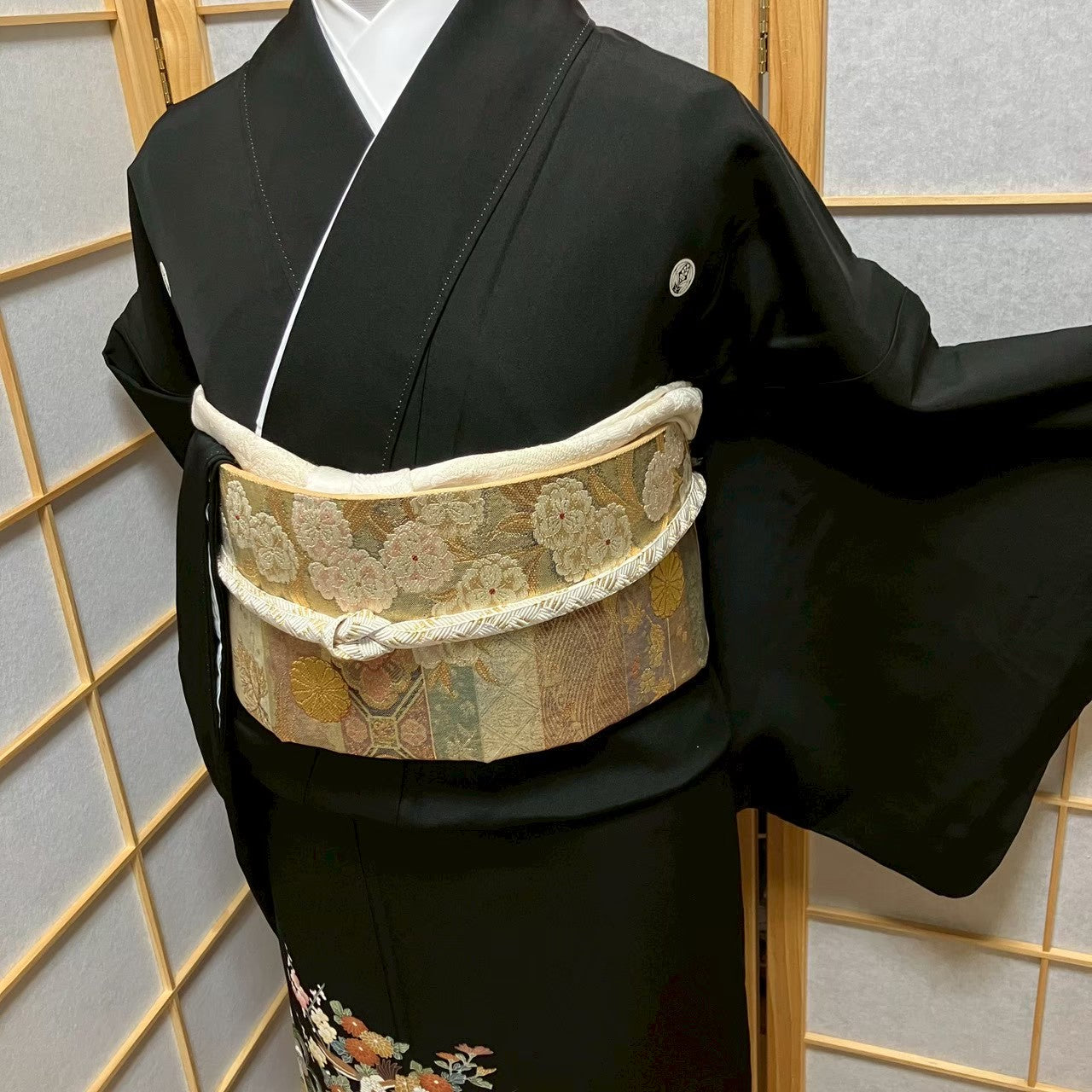 7492# Japanese Tomesode Kimono Vintage Womens Silk Fabric Robe Kimono only sold