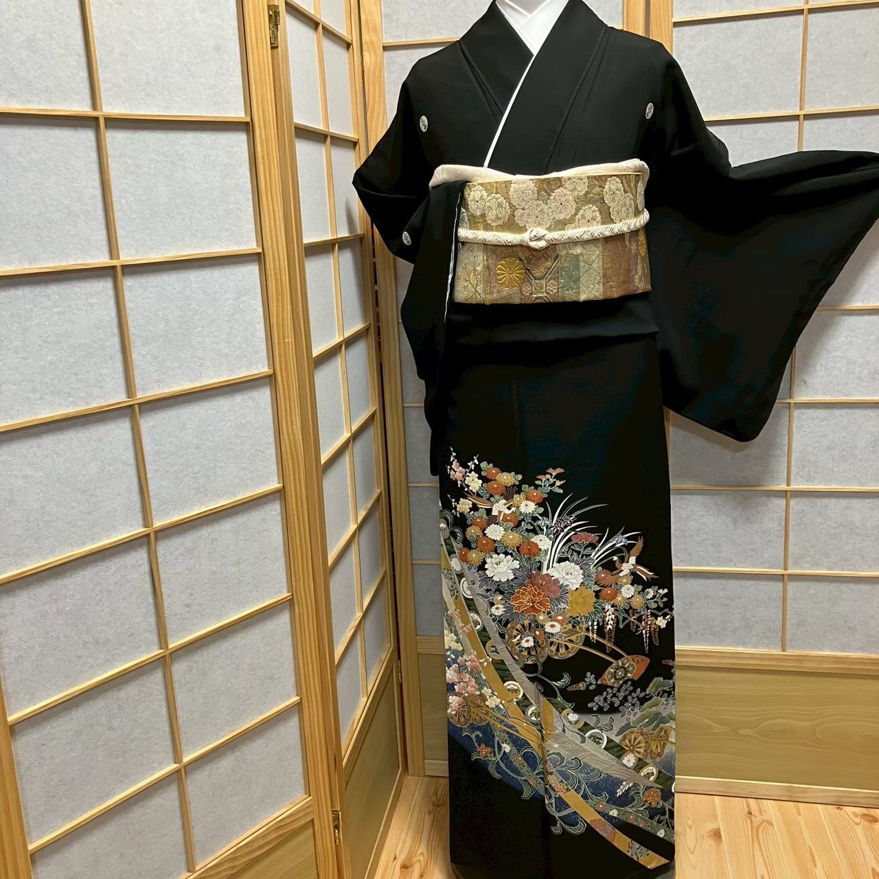 7492# Japanese Tomesode Kimono Vintage Womens Silk Fabric Robe Kimono only sold