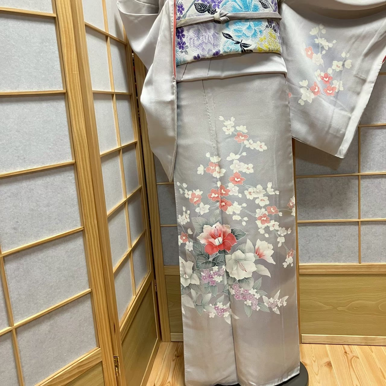 7493# Japanese Kimono Vintage Womens Silk Fabric Robe Kimono only sold