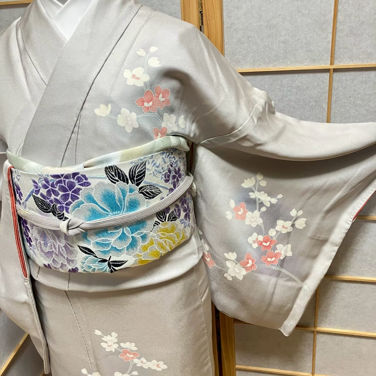 7493# Japanese Kimono Vintage Womens Silk Fabric Robe Kimono only sold