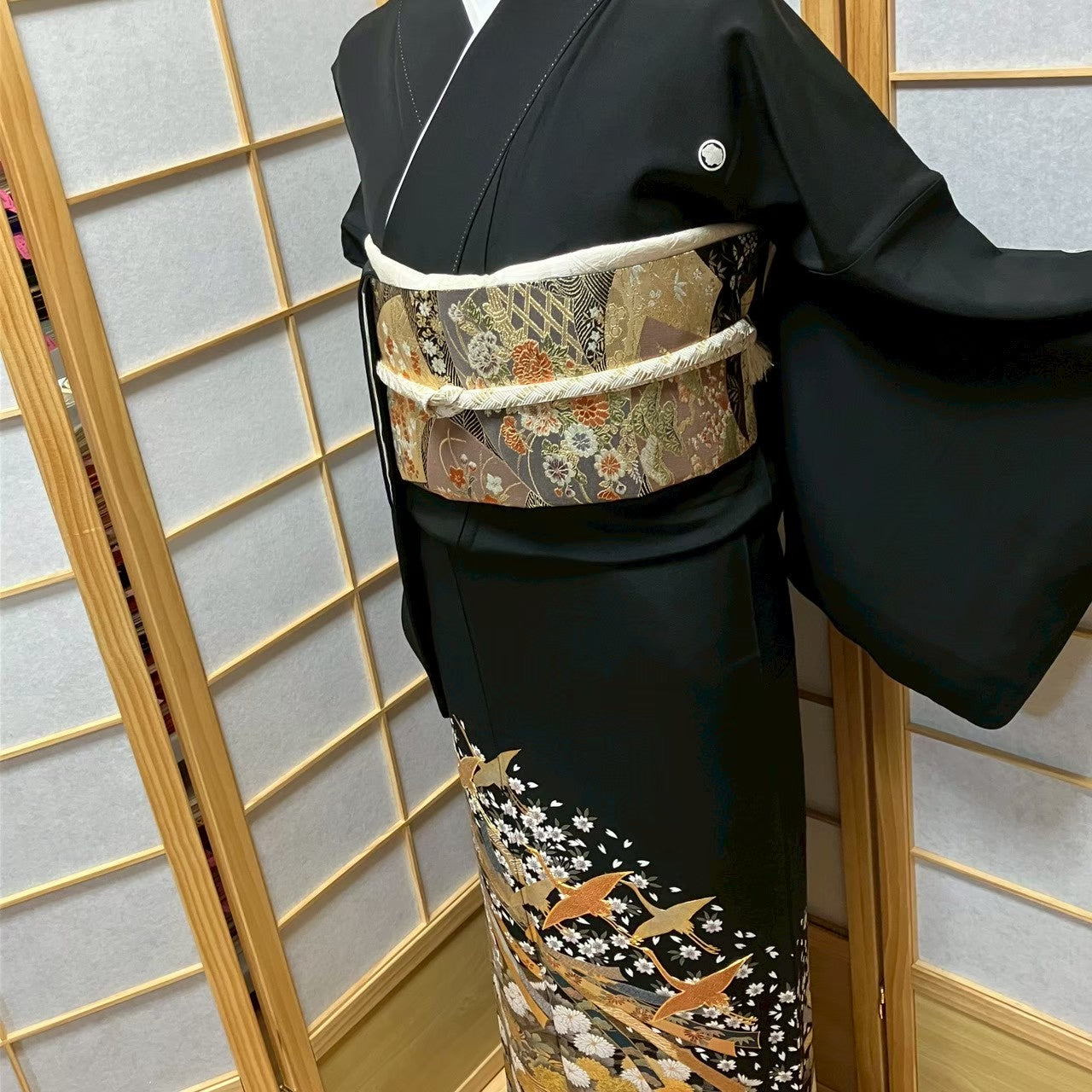 7495# Japanese Tomesode Kimono Vintage Womens Silk Fabric Robe Kimono only sold