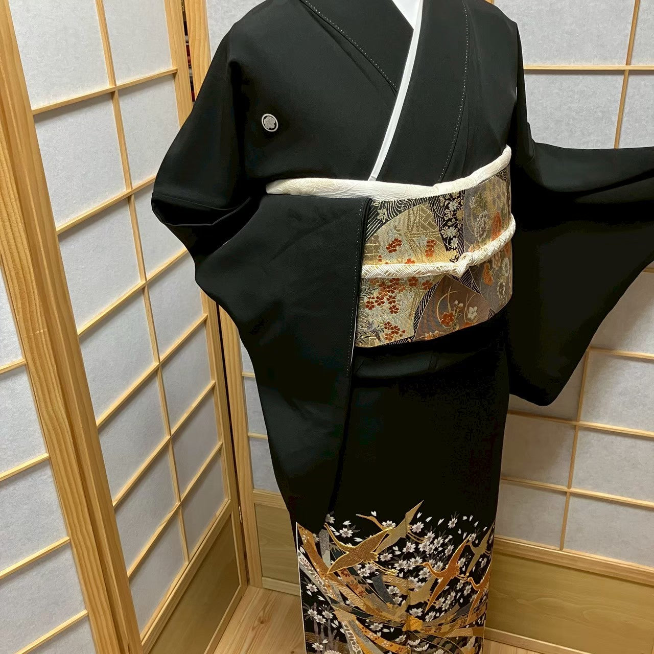 7495# Japanese Tomesode Kimono Vintage Womens Silk Fabric Robe Kimono only sold