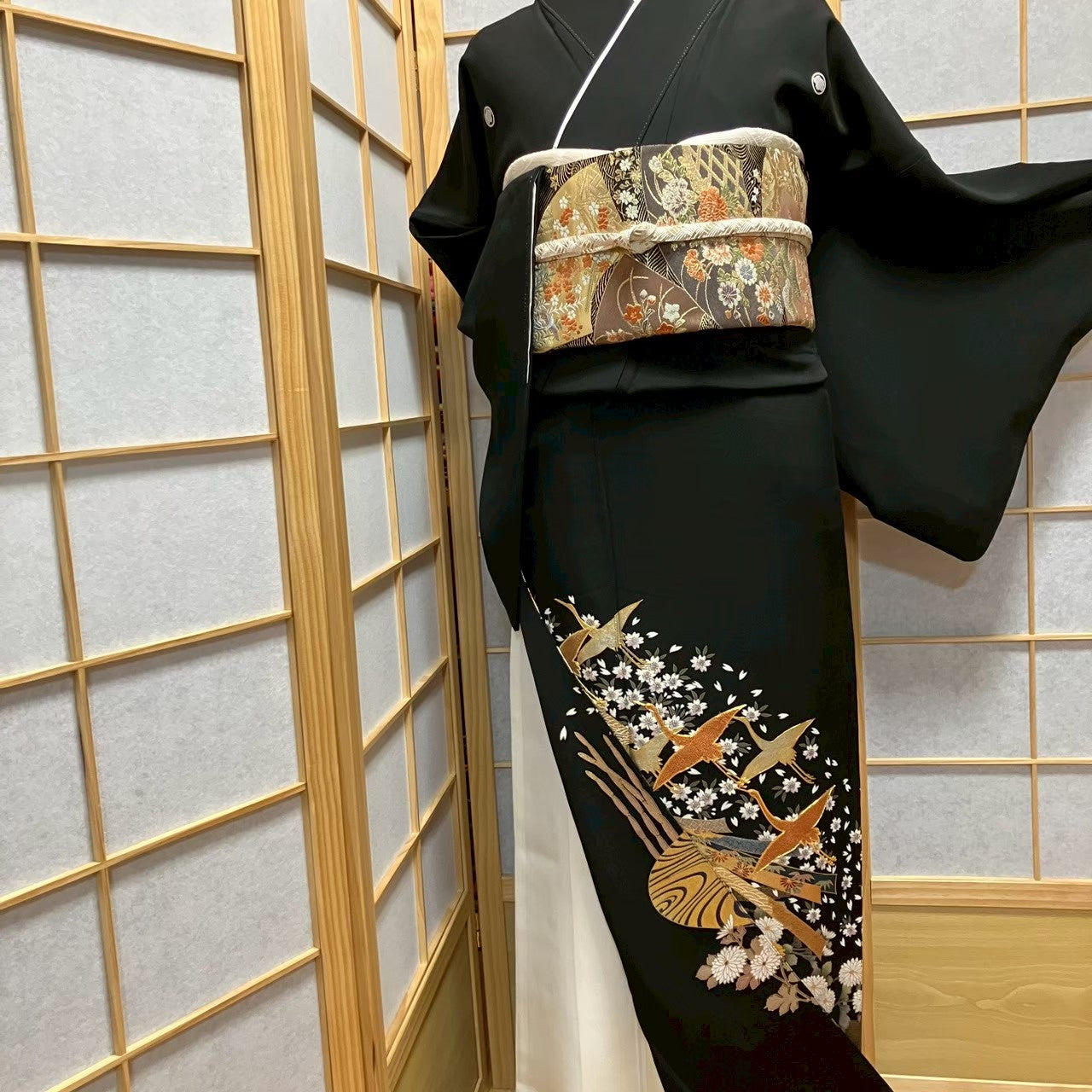 7495# Japanese Tomesode Kimono Vintage Womens Silk Fabric Robe Kimono only sold
