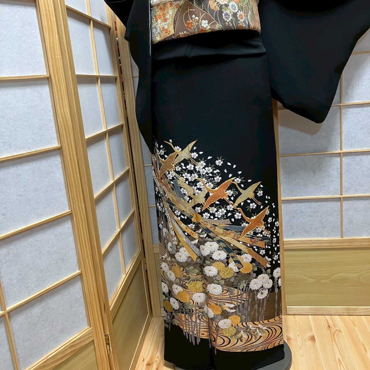 7495# Japanese Tomesode Kimono Vintage Womens Silk Fabric Robe Kimono only sold