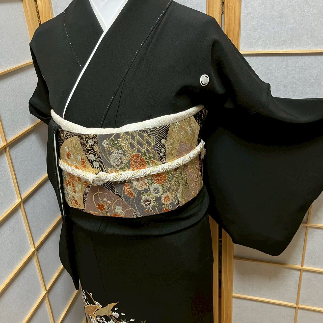 7495# Japanese Tomesode Kimono Vintage Womens Silk Fabric Robe Kimono only sold