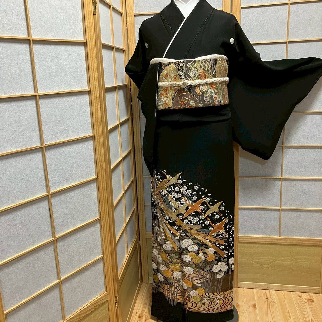 7495# Japanese Tomesode Kimono Vintage Womens Silk Fabric Robe Kimono only sold
