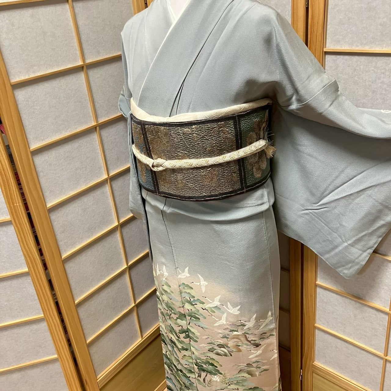 7496# Japanese Tomesode Kimono Vintage Womens Silk Fabric Robe Kimono only sold